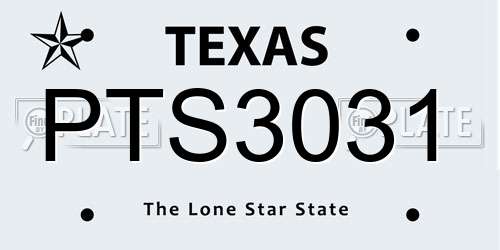 PTS3031 Texas License Plate