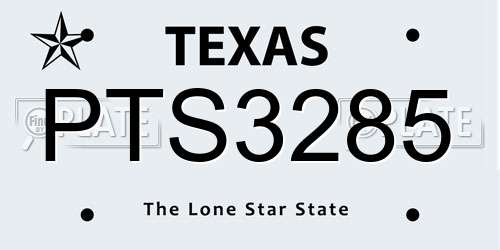 PTS3285 Texas License Plate