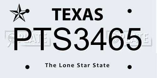 PTS3465 Texas License Plate