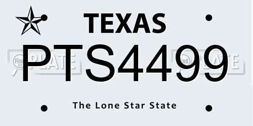 PTS4499 Texas License Plate