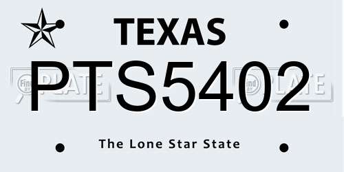 PTS5402 Texas License Plate