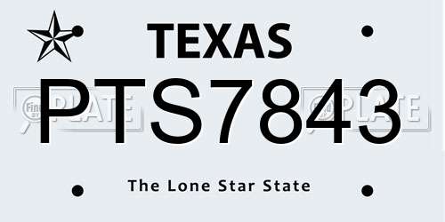 PTS7843 Texas License Plate