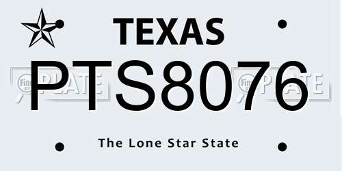 PTS8076 Texas License Plate