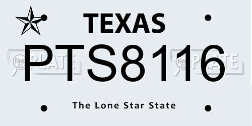 PTS8116 Texas License Plate