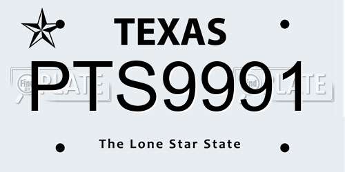 PTS9991 Texas License Plate