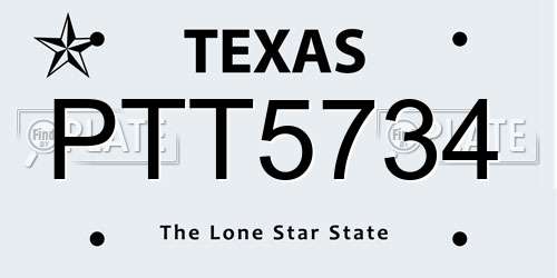 PTT5734 Texas License Plate