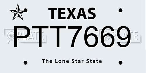 PTT7669 Texas License Plate