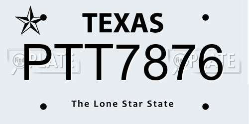 PTT7876 Texas License Plate