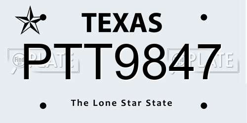 PTT9847 Texas License Plate