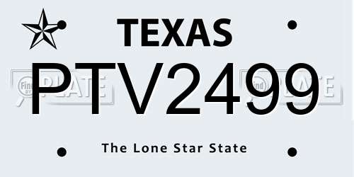 PTV2499 Texas License Plate