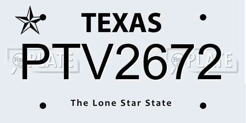 PTV2672 Texas License Plate