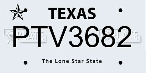 PTV3682 Texas License Plate