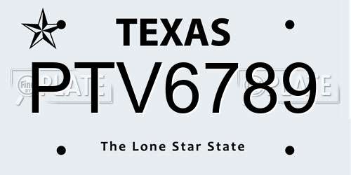 PTV6789 Texas License Plate