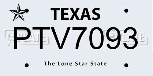 PTV7093 Texas License Plate
