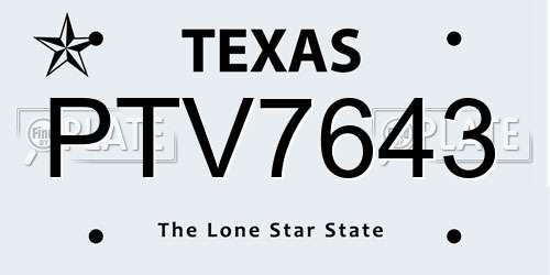 PTV7643 Texas License Plate