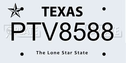 PTV8588 Texas License Plate