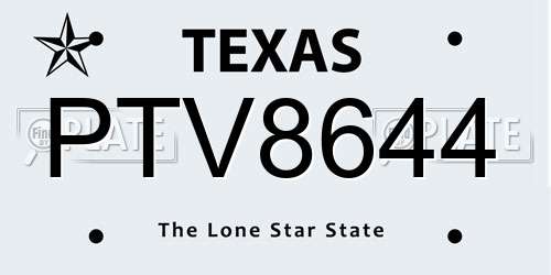 PTV8644 Texas License Plate