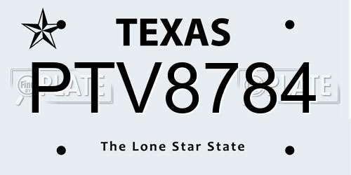 PTV8784 Texas License Plate