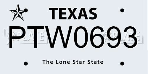 PTW0693 Texas License Plate