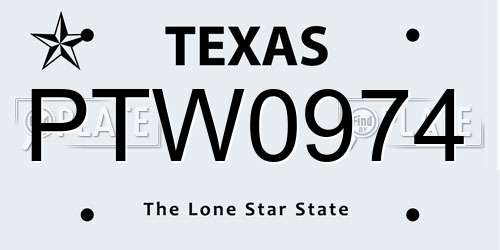 PTW0974 Texas License Plate