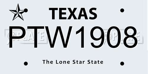 PTW1908 Texas License Plate