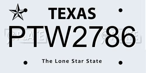 PTW2786 Texas License Plate