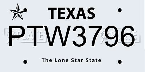 PTW3796 Texas License Plate
