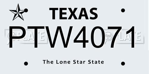 PTW4071 Texas License Plate