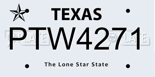 PTW4271 Texas License Plate