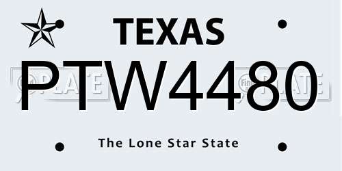 PTW4480 Texas License Plate