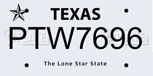 PTW7696 Texas License Plate