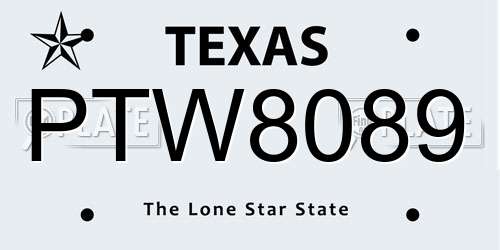 PTW8089 Texas License Plate