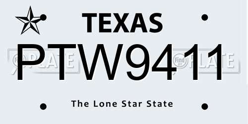 PTW9411 Texas License Plate