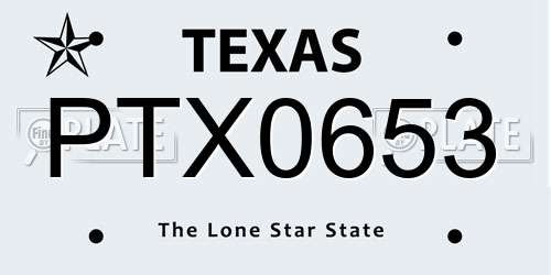PTX0653 Texas License Plate
