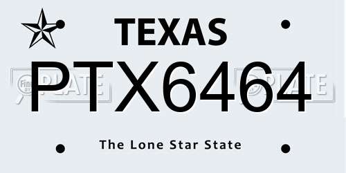 PTX6464 Texas License Plate