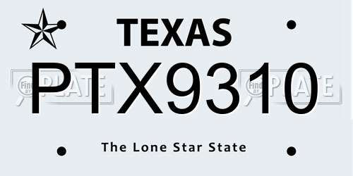 PTX9310 Texas License Plate