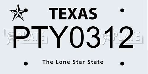 PTY0312 Texas License Plate