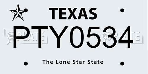 PTY0534 Texas License Plate