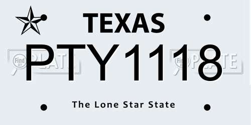 PTY1118 Texas License Plate
