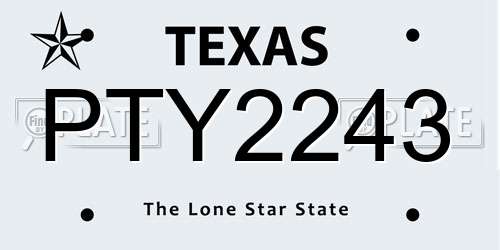 PTY2243 Texas License Plate