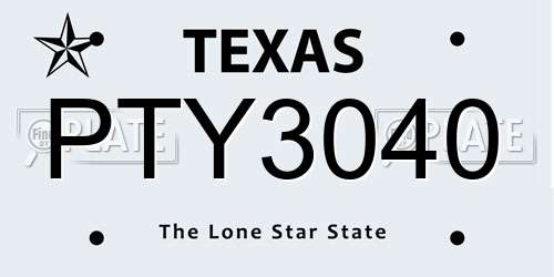 PTY3040 Texas License Plate