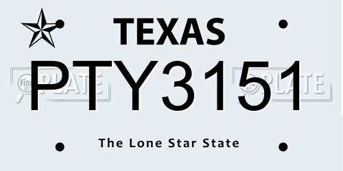 PTY3151 Texas License Plate