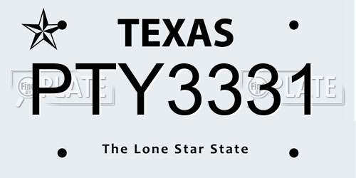 PTY3331 Texas License Plate