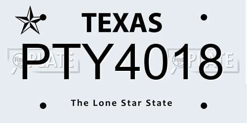 PTY4018 Texas License Plate
