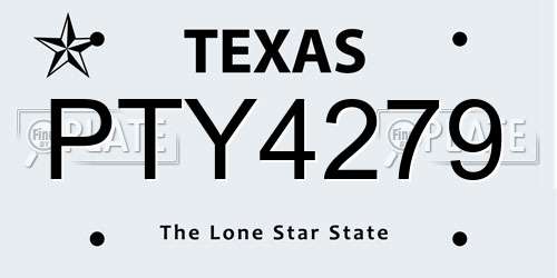 PTY4279 Texas License Plate