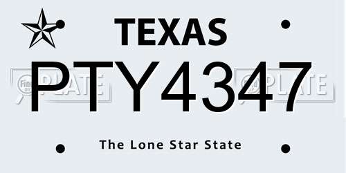 PTY4347 Texas License Plate