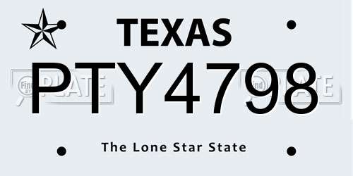 PTY4798 Texas License Plate