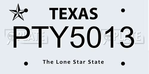 PTY5013 Texas License Plate