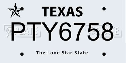 PTY6758 Texas License Plate