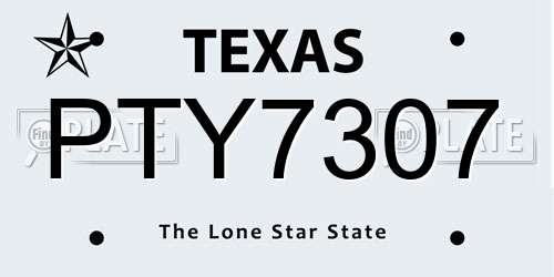 PTY7307 Texas License Plate